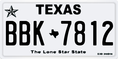 TX license plate BBK7812