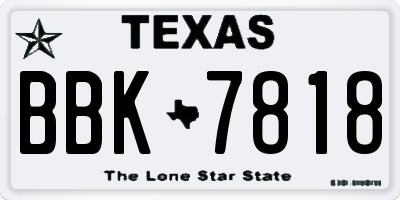 TX license plate BBK7818