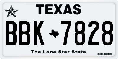 TX license plate BBK7828