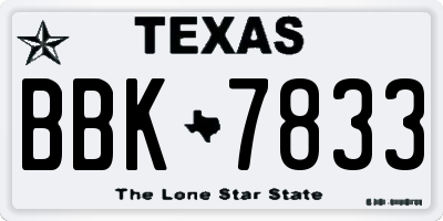 TX license plate BBK7833