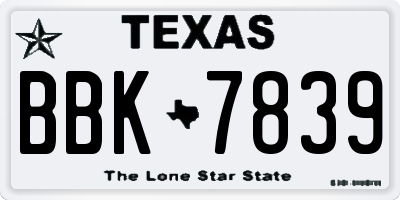 TX license plate BBK7839