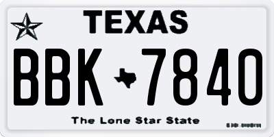 TX license plate BBK7840