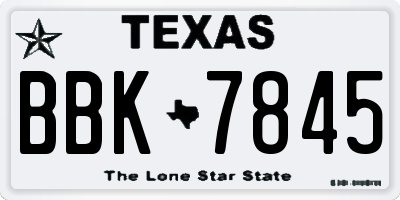 TX license plate BBK7845