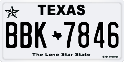 TX license plate BBK7846