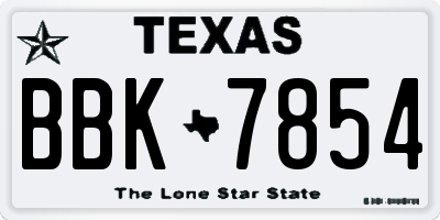 TX license plate BBK7854