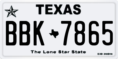 TX license plate BBK7865