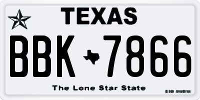 TX license plate BBK7866