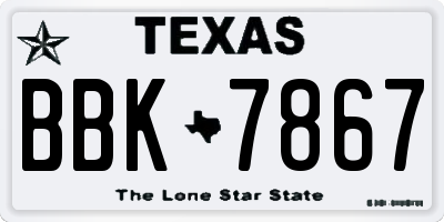 TX license plate BBK7867