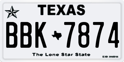 TX license plate BBK7874