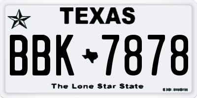 TX license plate BBK7878