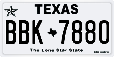 TX license plate BBK7880