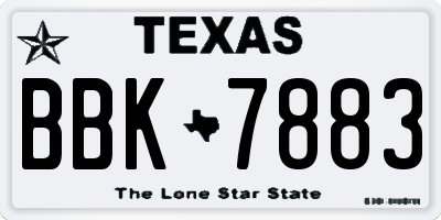TX license plate BBK7883