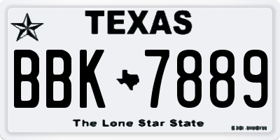 TX license plate BBK7889