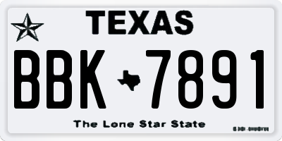 TX license plate BBK7891