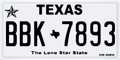 TX license plate BBK7893