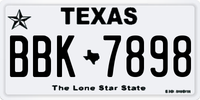 TX license plate BBK7898