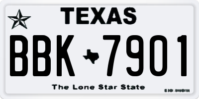 TX license plate BBK7901