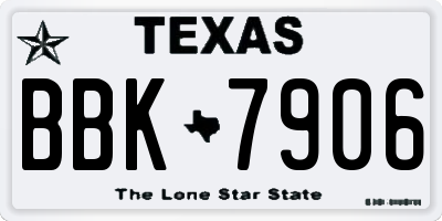 TX license plate BBK7906