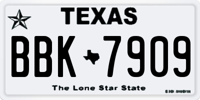 TX license plate BBK7909