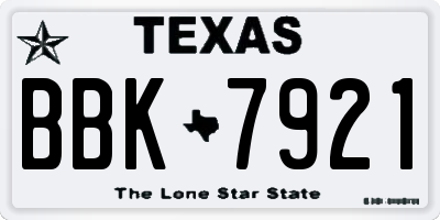 TX license plate BBK7921