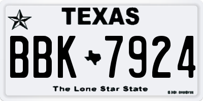 TX license plate BBK7924
