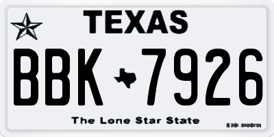 TX license plate BBK7926