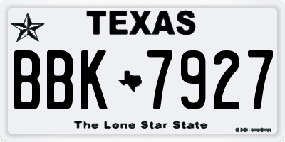 TX license plate BBK7927