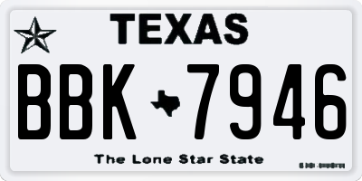 TX license plate BBK7946