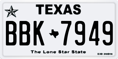 TX license plate BBK7949