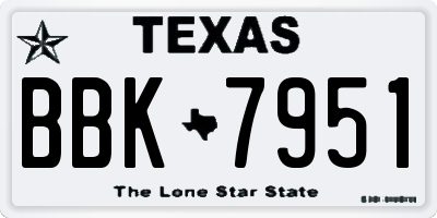 TX license plate BBK7951