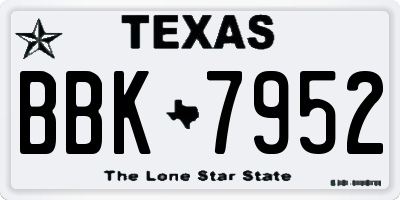 TX license plate BBK7952