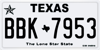TX license plate BBK7953