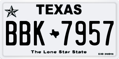 TX license plate BBK7957