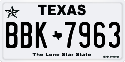 TX license plate BBK7963