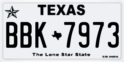 TX license plate BBK7973
