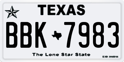 TX license plate BBK7983
