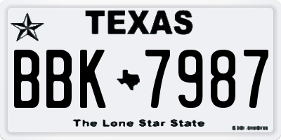 TX license plate BBK7987