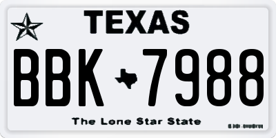 TX license plate BBK7988