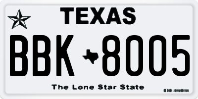 TX license plate BBK8005