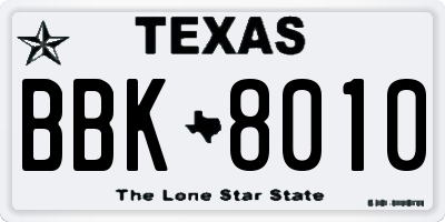 TX license plate BBK8010