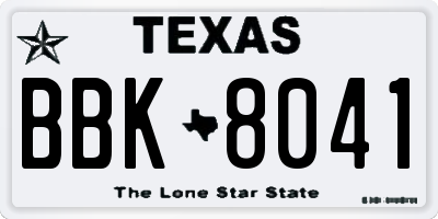 TX license plate BBK8041