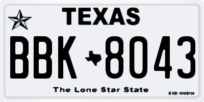 TX license plate BBK8043