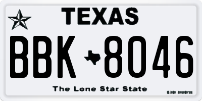 TX license plate BBK8046