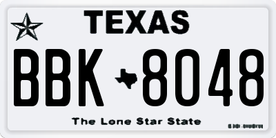 TX license plate BBK8048