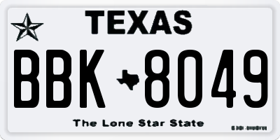 TX license plate BBK8049