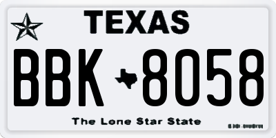 TX license plate BBK8058