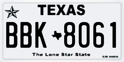 TX license plate BBK8061