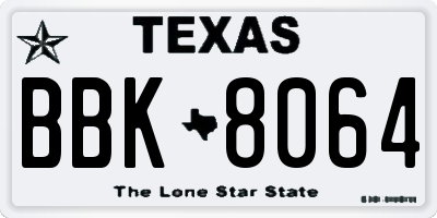 TX license plate BBK8064