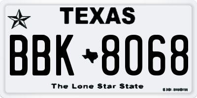 TX license plate BBK8068
