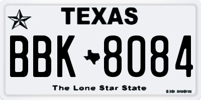 TX license plate BBK8084